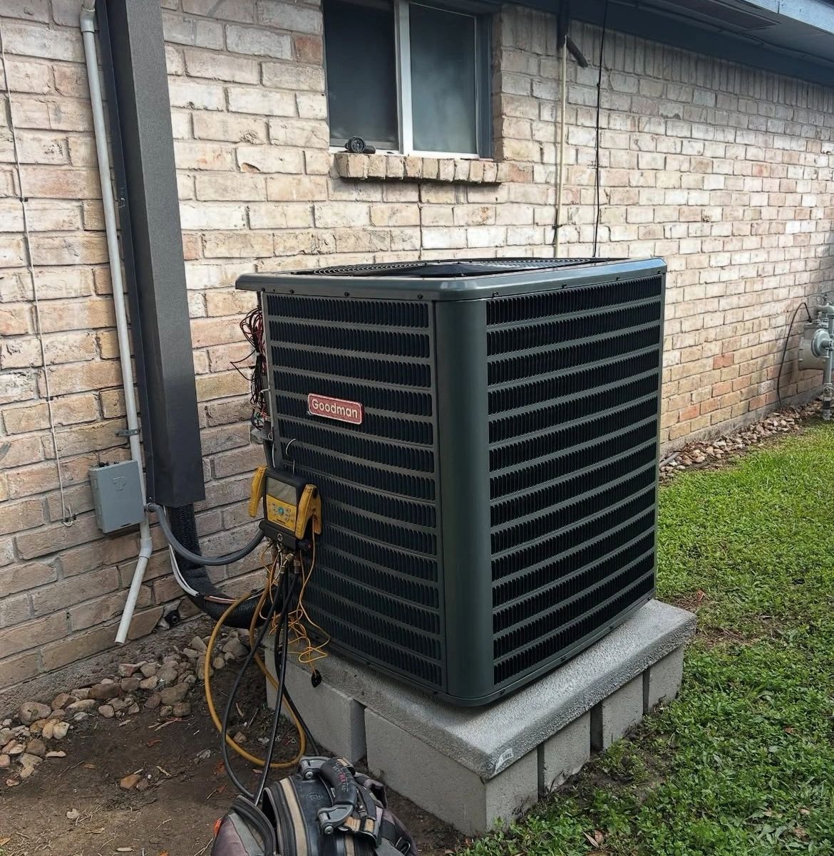 Completed Goodman residential air-conditioning installation