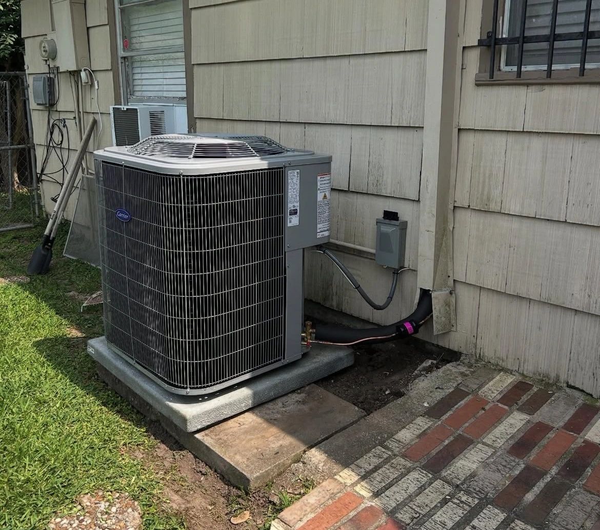 Completed residential outdoor air-conditioning system installation